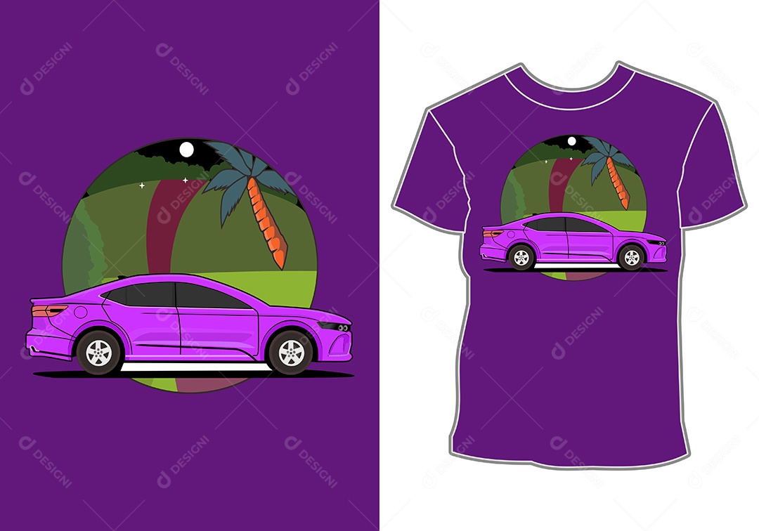 Camiseta com Estampa de Carro Ilustração Vetor EPS