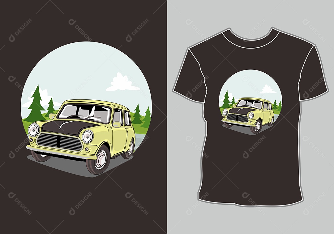 Camiseta com Estampa de Carro Ilustração Vetor EPS
