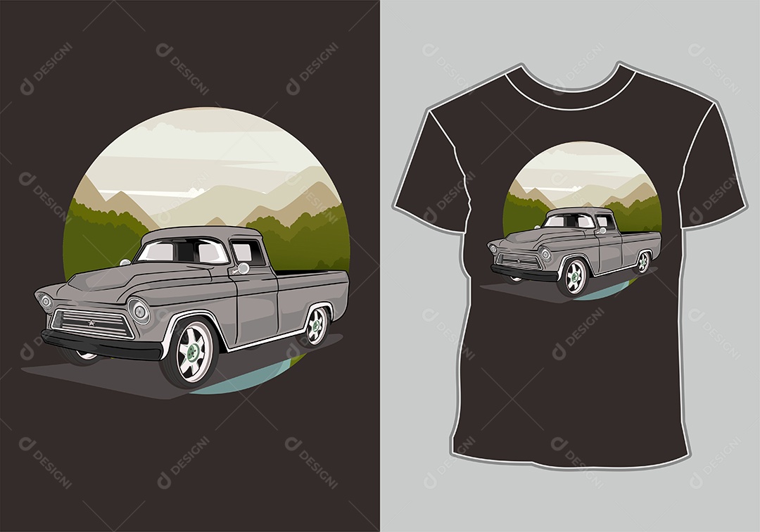Camiseta com Estampa de Carro Ilustração Vetor EPS