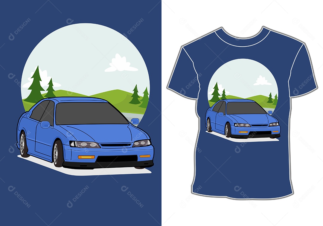 Camiseta com Estampa de Carro Ilustração Vetor EPS