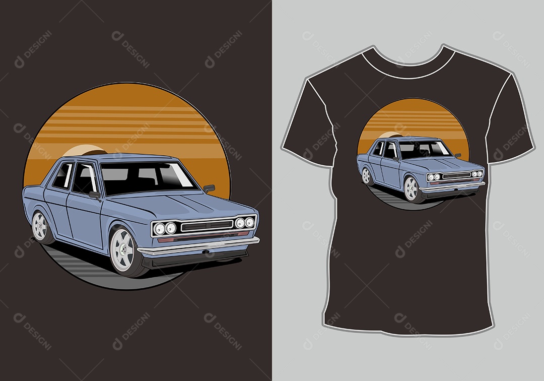 Camiseta com Estampa de Carro Ilustração Vetor EPS