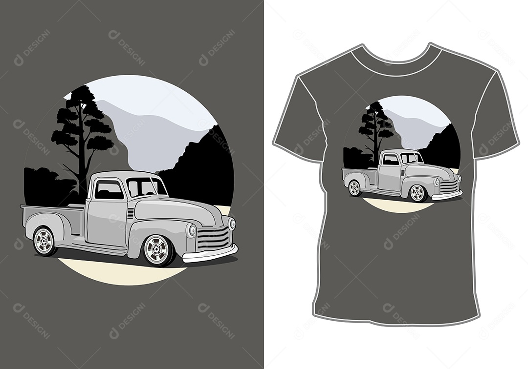 Camiseta com Estampa de Carro Ilustração Vetor EPS