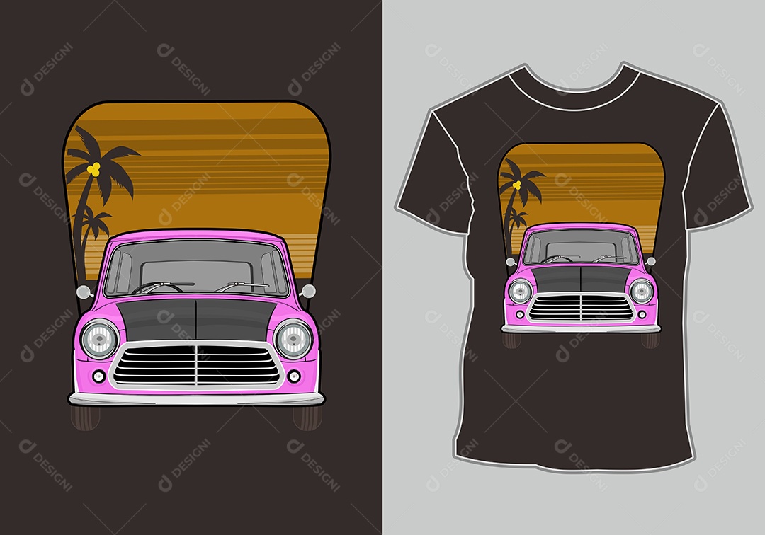 Camiseta com Estampa de Carro Ilustração Vetor EPS