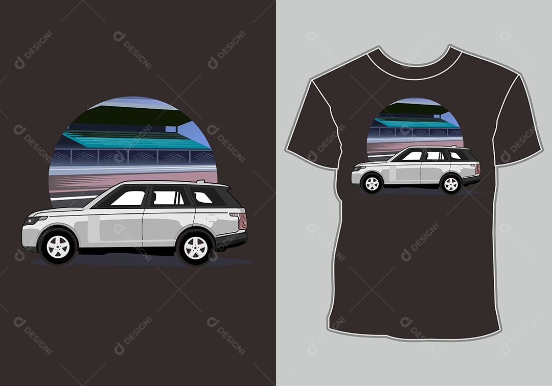 Camiseta com Estampa de Carro Ilustração Vetor EPS