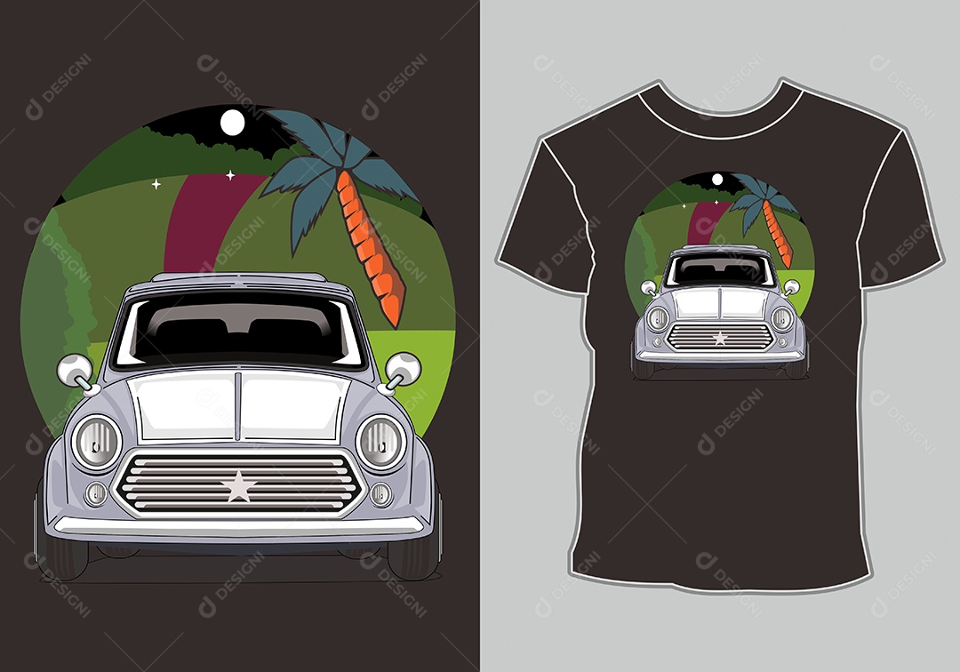 Camiseta com Estampa de Carro Ilustração Vetor EPS