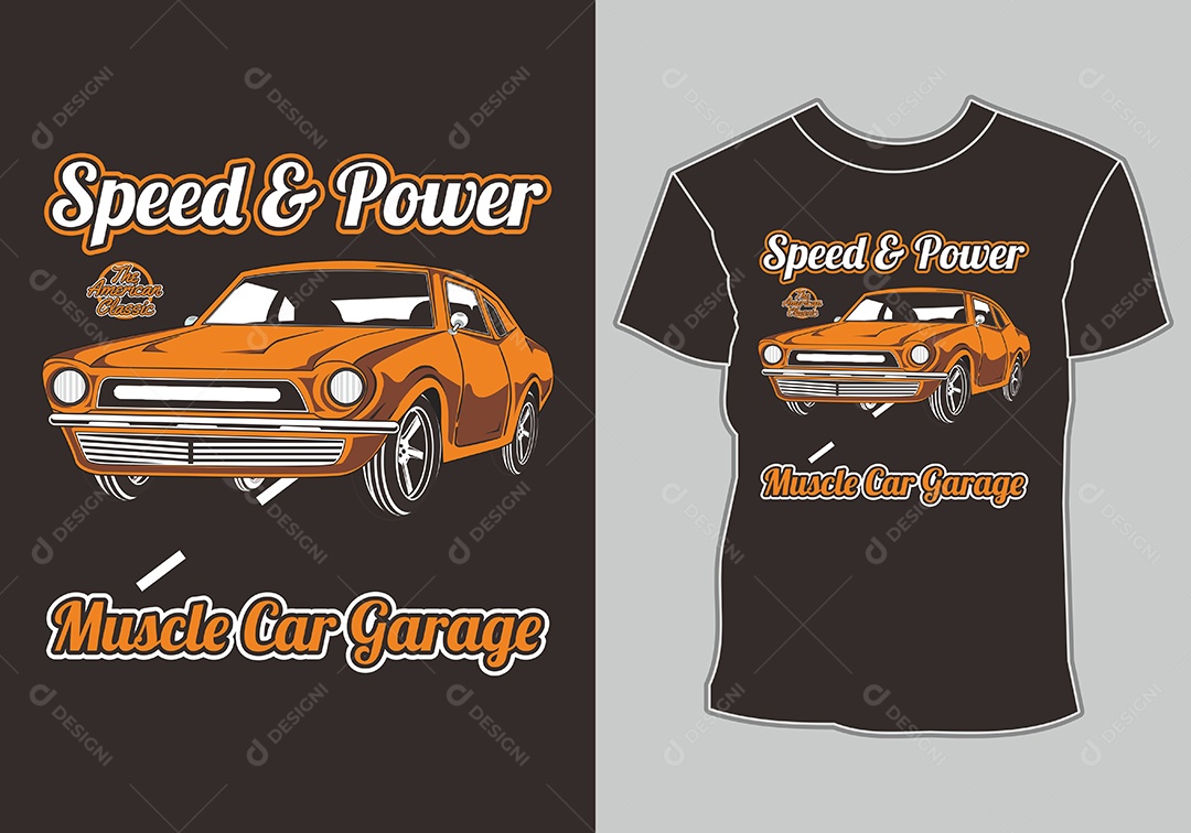 Camiseta com Estampa de Carro Ilustração Vetor EPS