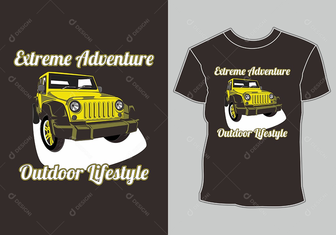 Camiseta com Estampa de Carro Ilustração Vetor EPS