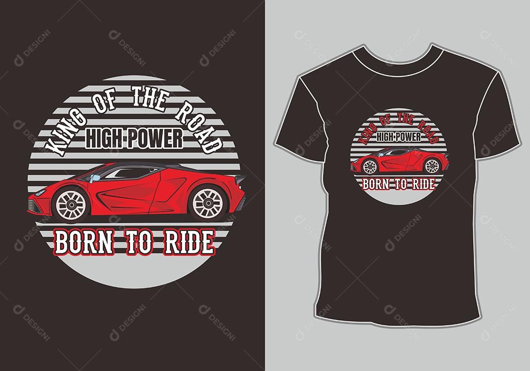Camiseta com Estampa de Carro Ilustração Vetor EPS