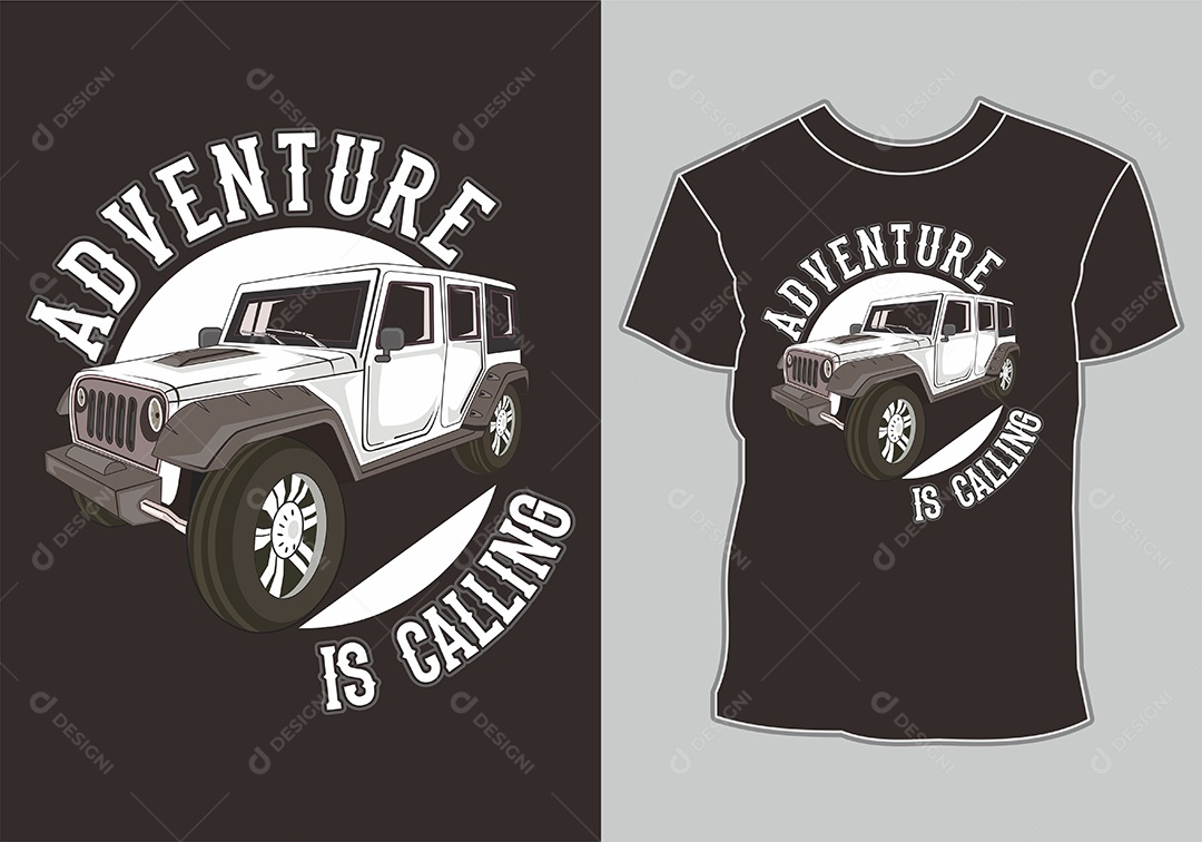 Camiseta com Estampa de Carro Ilustração Vetor EPS