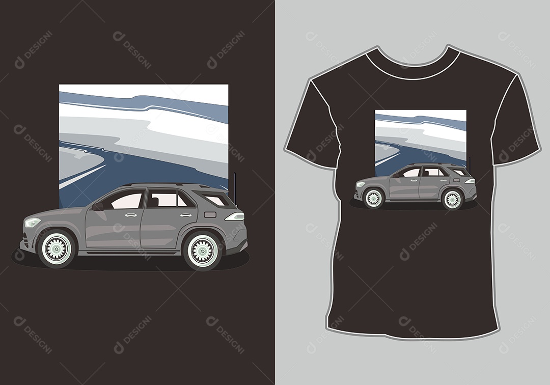 Camiseta com Estampa de Carro Ilustração Vetor EPS