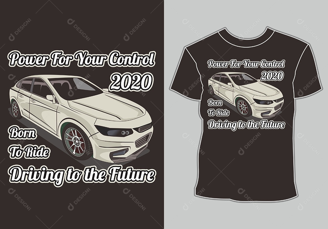 Camiseta com Estampa de Carro Ilustração Vetor EPS