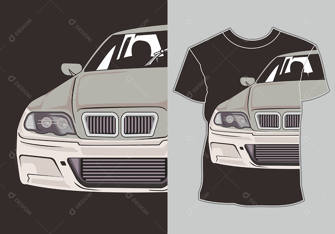Camiseta com Estampa de Carro Ilustração Vetor EPS