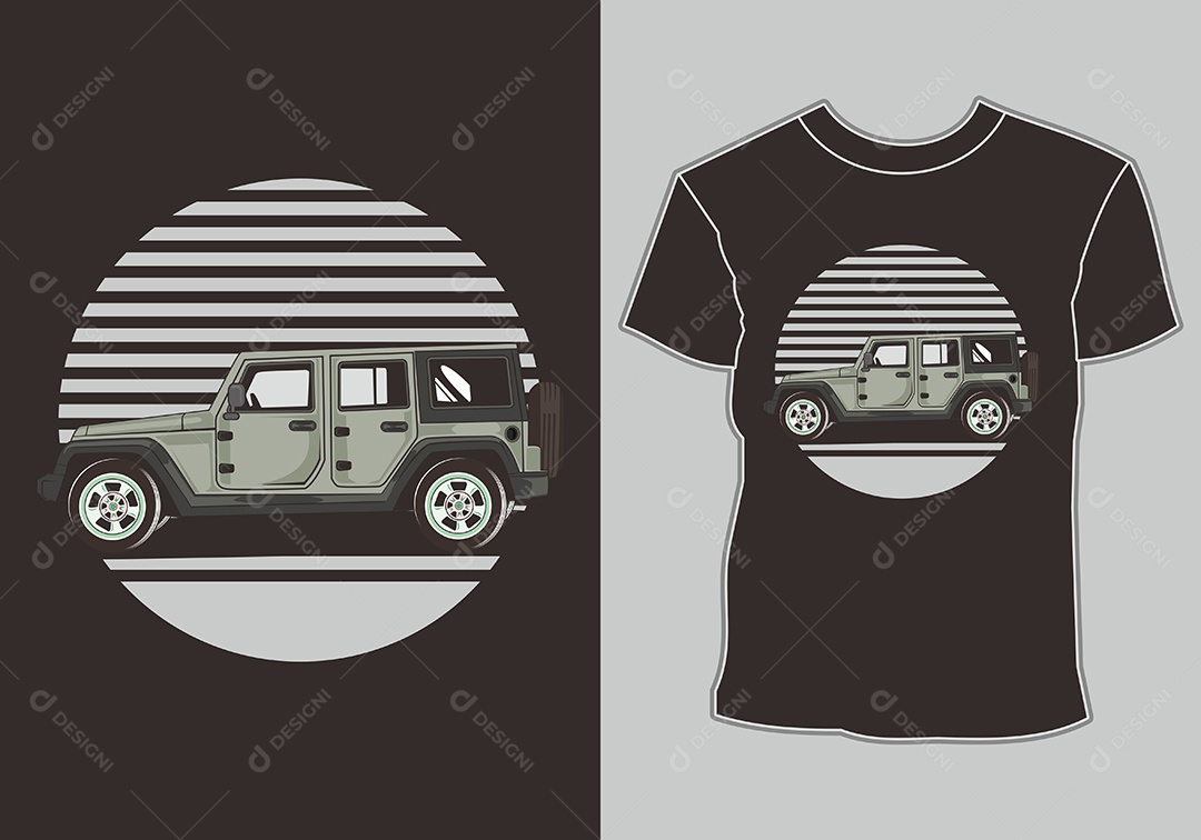 Camiseta com Estampa de Carro Ilustração Vetor EPS
