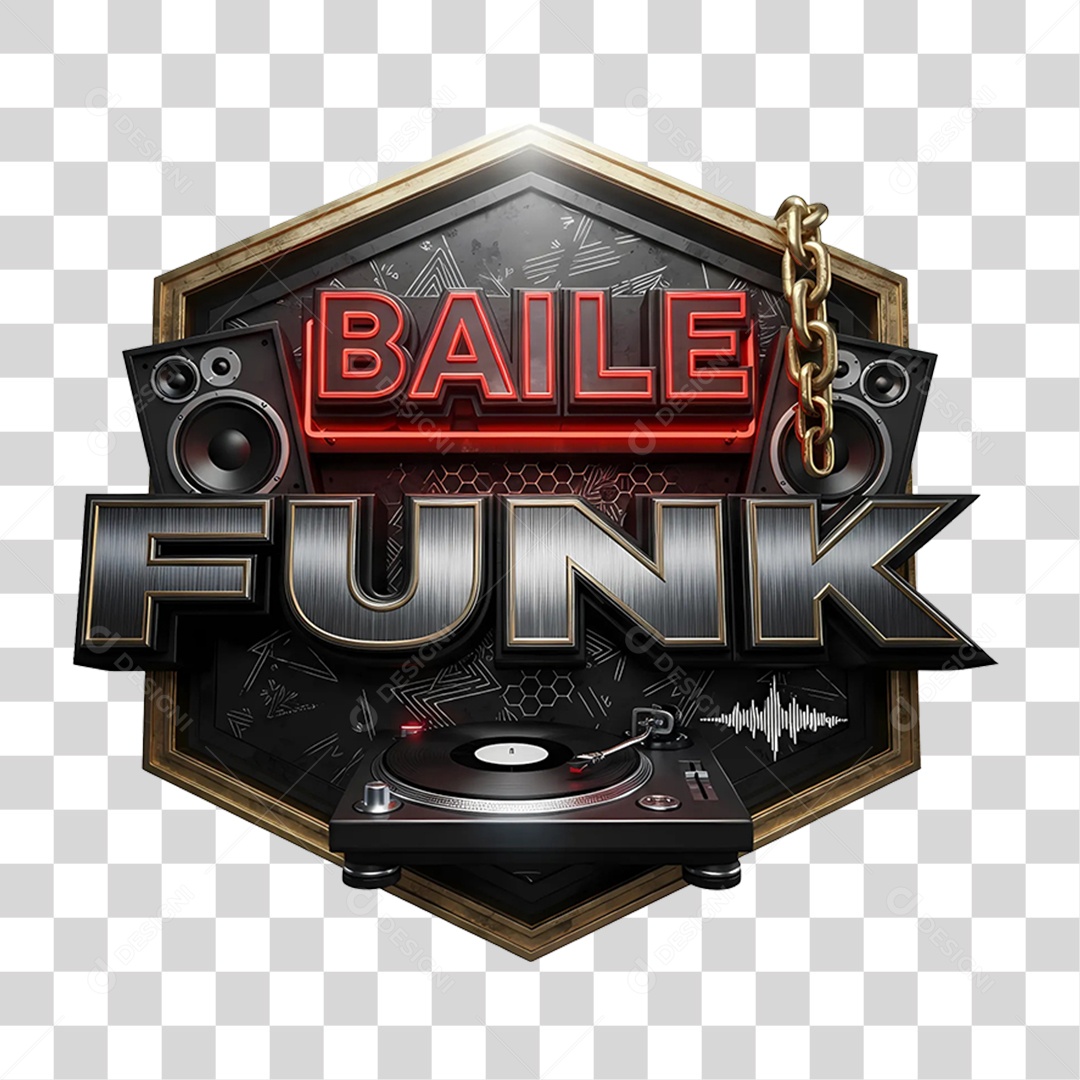 Selo 3D Baile Funk PNG Transparente