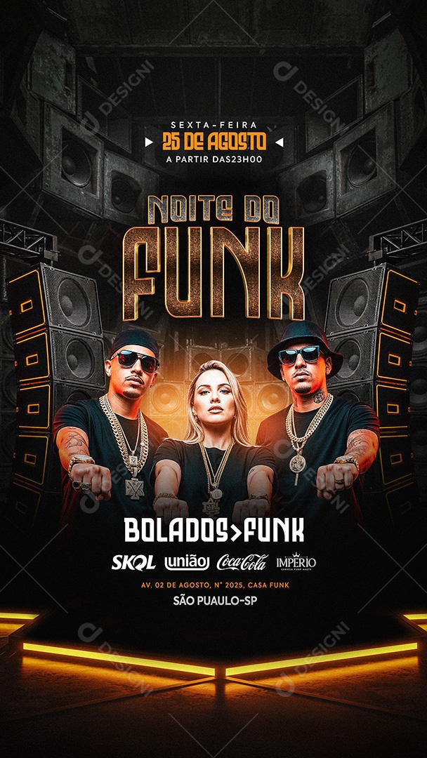 Flyer Noite Do Funk Social Media Story PSD Editável