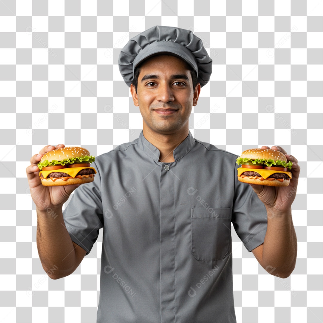 Homem Segurando Hambúrguer PNG Transparente