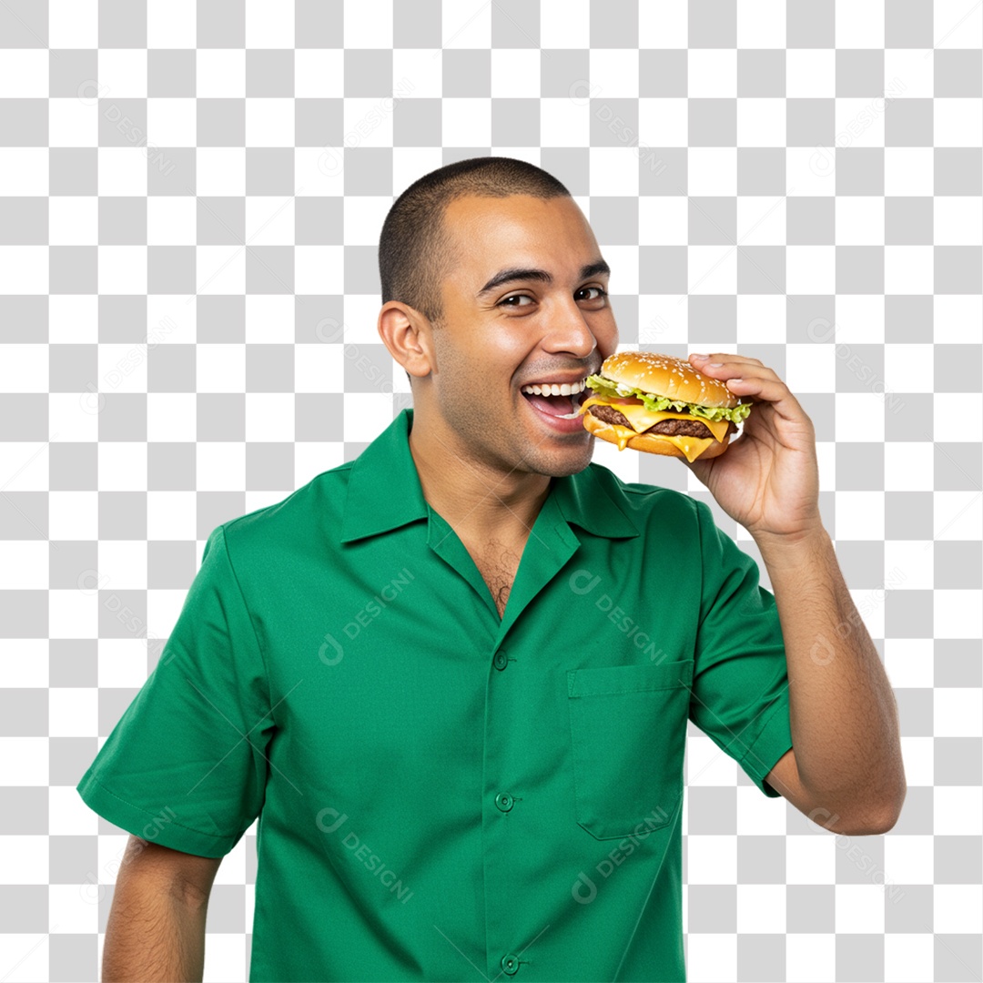 Homem Segurando Hambúrguer PNG Transparente
