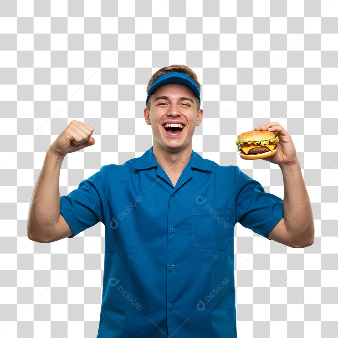 Homem Segurando Hambúrguer PNG Transparente
