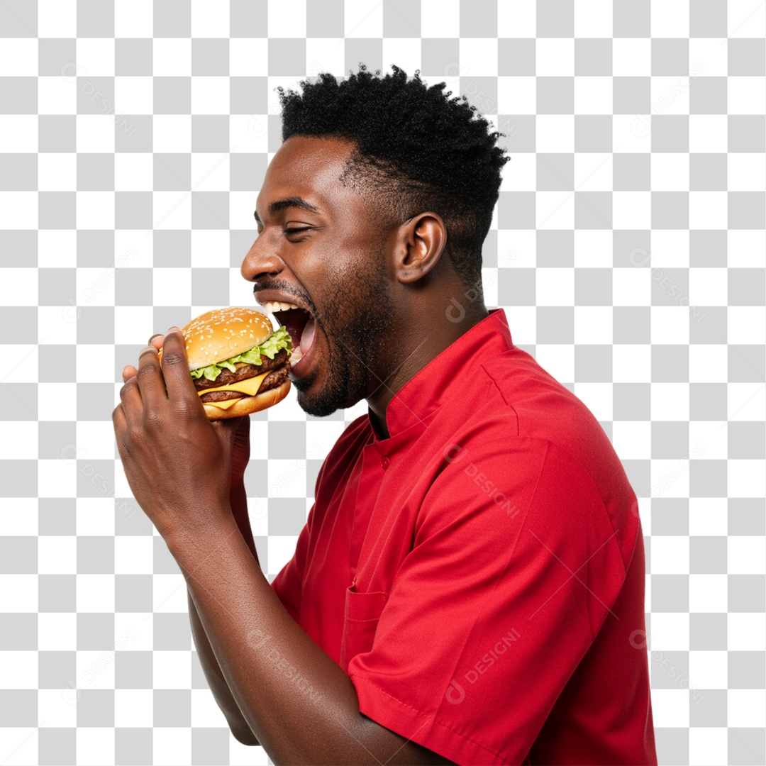 Homem Segurando Hambúrguer PNG Transparente