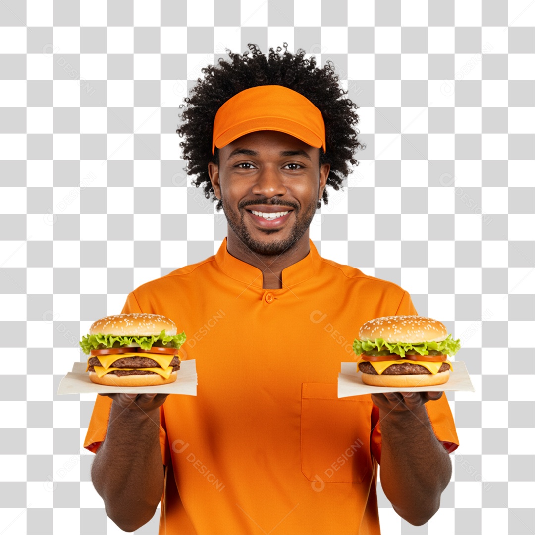 Homem Segurando Hambúrguer PNG Transparente
