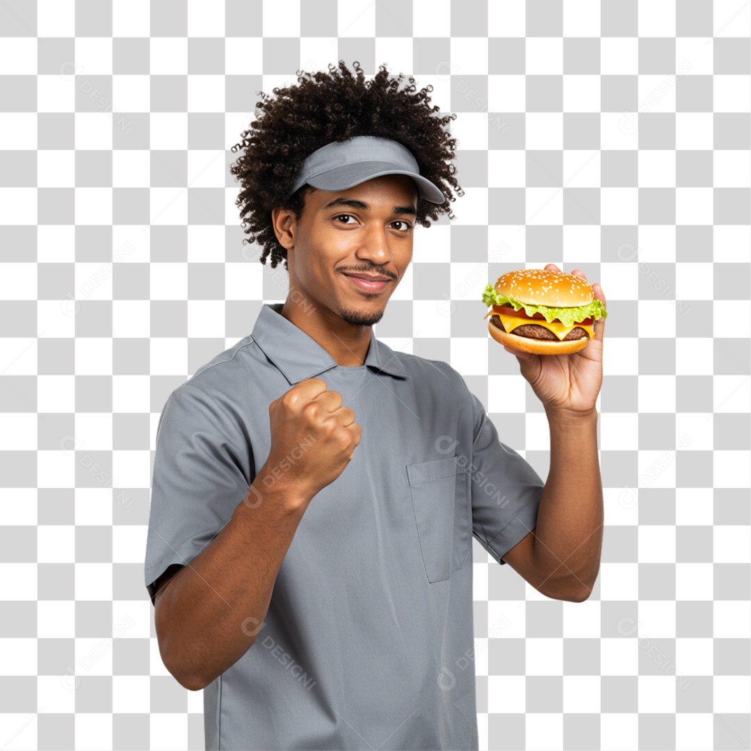 Homem Segurando Hambúrguer PNG Transparente