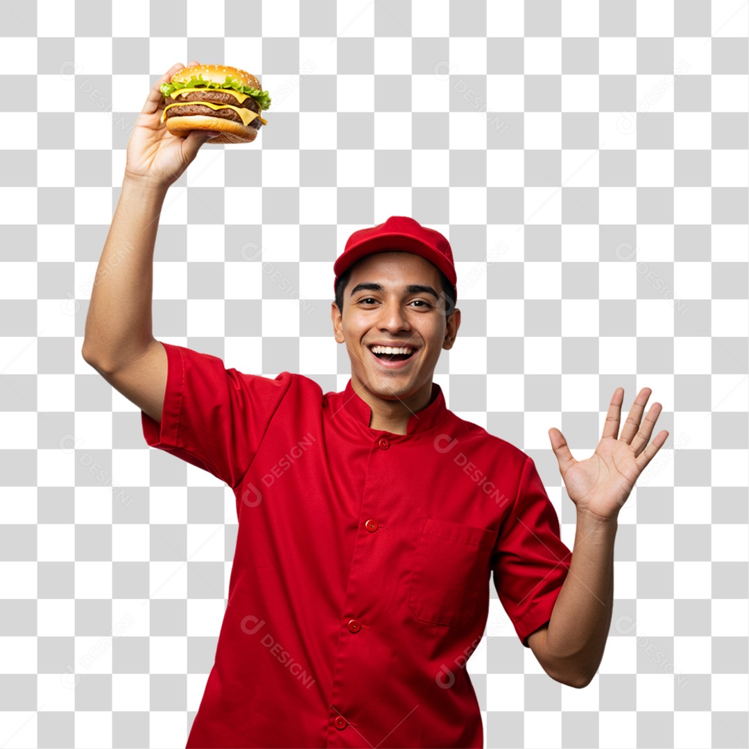 Homem Segurando Hambúrguer PNG Transparente