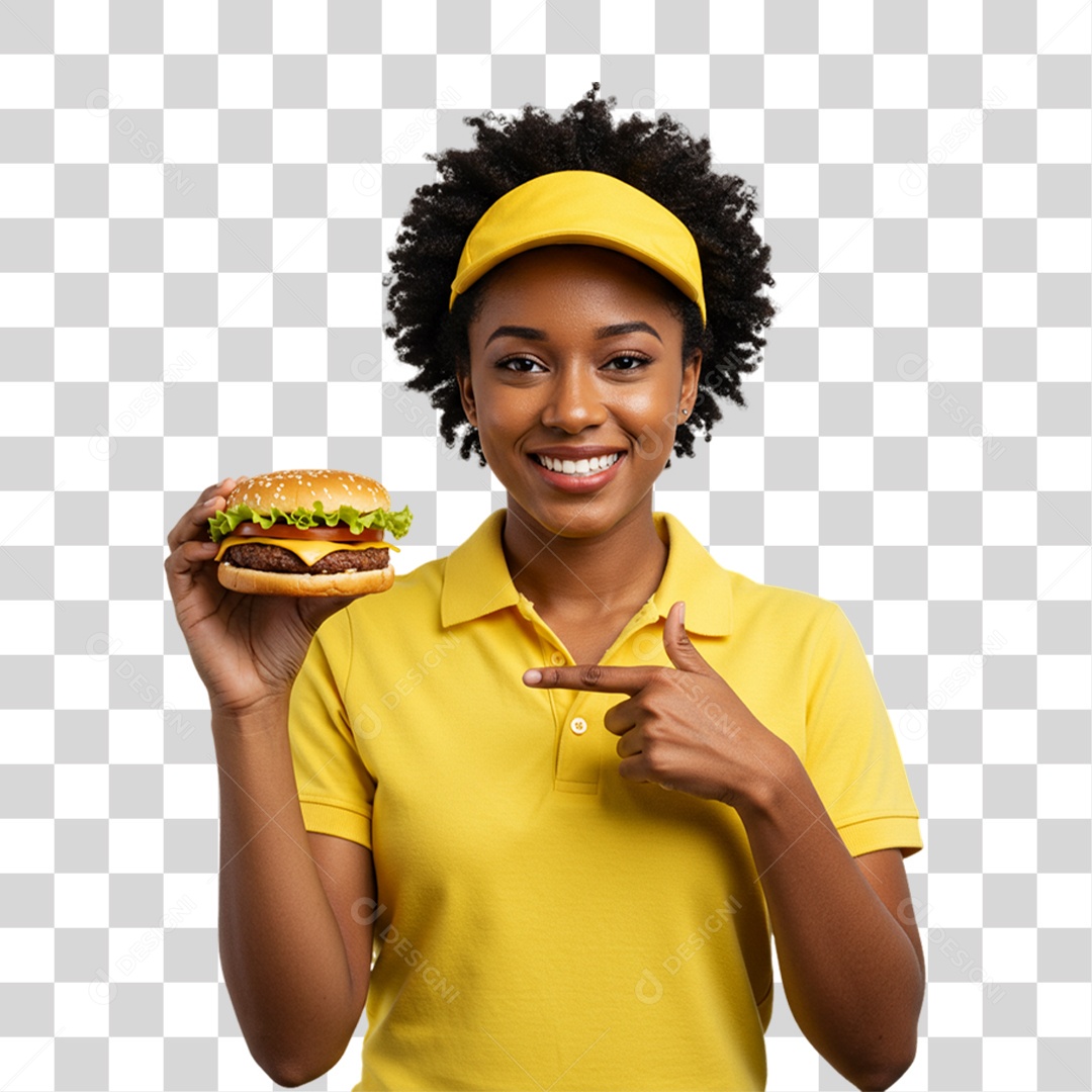 Mulher Segurando Hambúrguer PNG Transparente