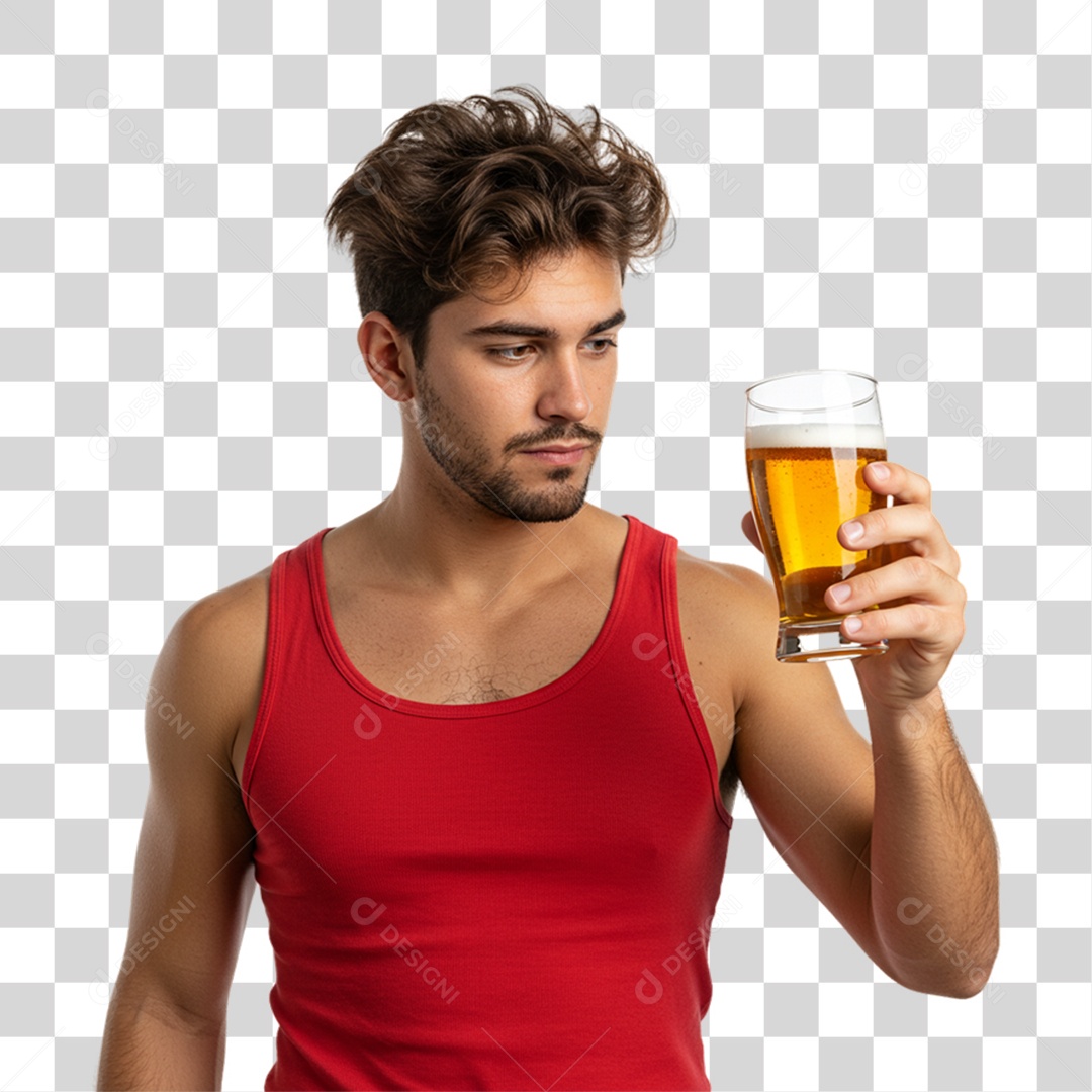 Homem Segurando Copo de Cerveja PNG Transparente