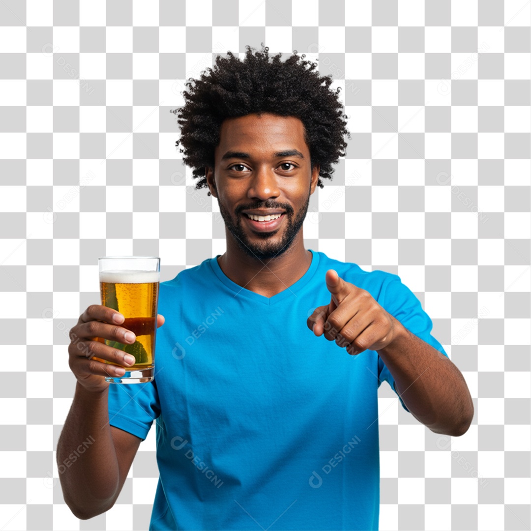 Homem Segurando Copo de Cerveja PNG Transparente