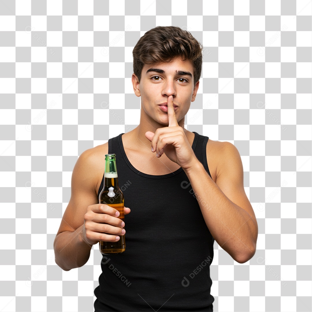 Homem Segurando Garrafa de Cerveja PNG Transparente