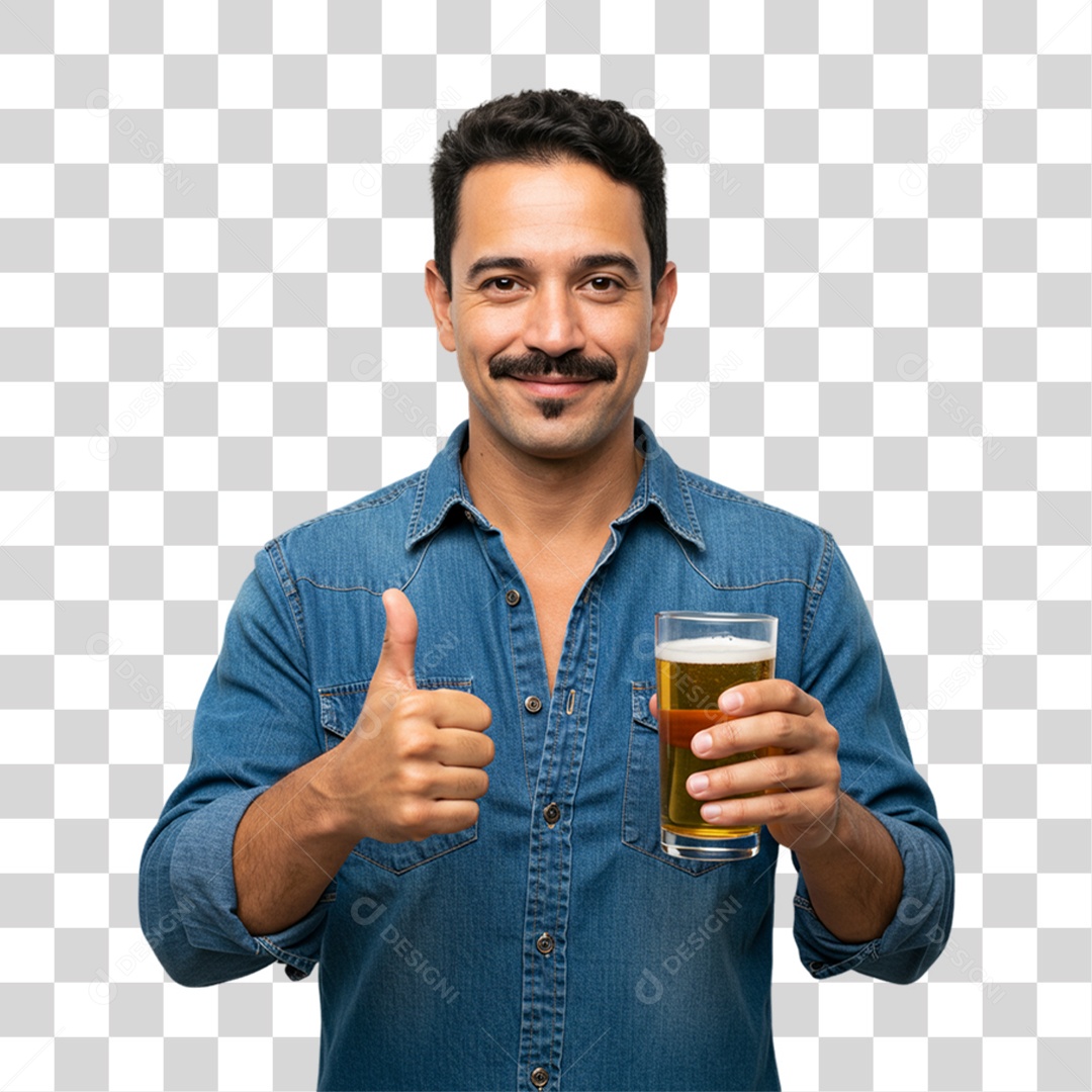 Homem Segurando Copo de Cerveja PNG Transparente