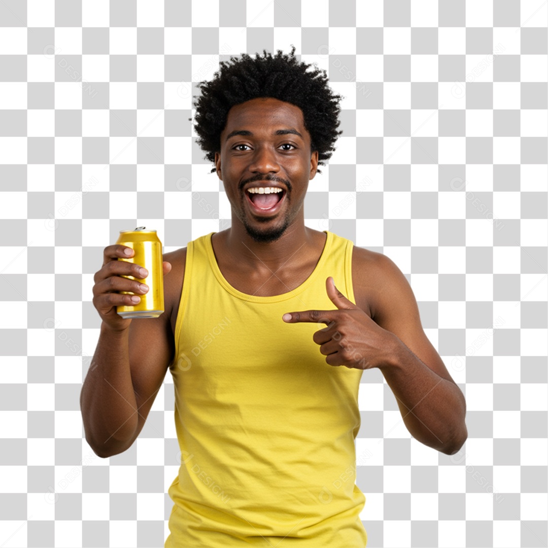 Homem Segurando Lata de Cerveja PNG Transparente