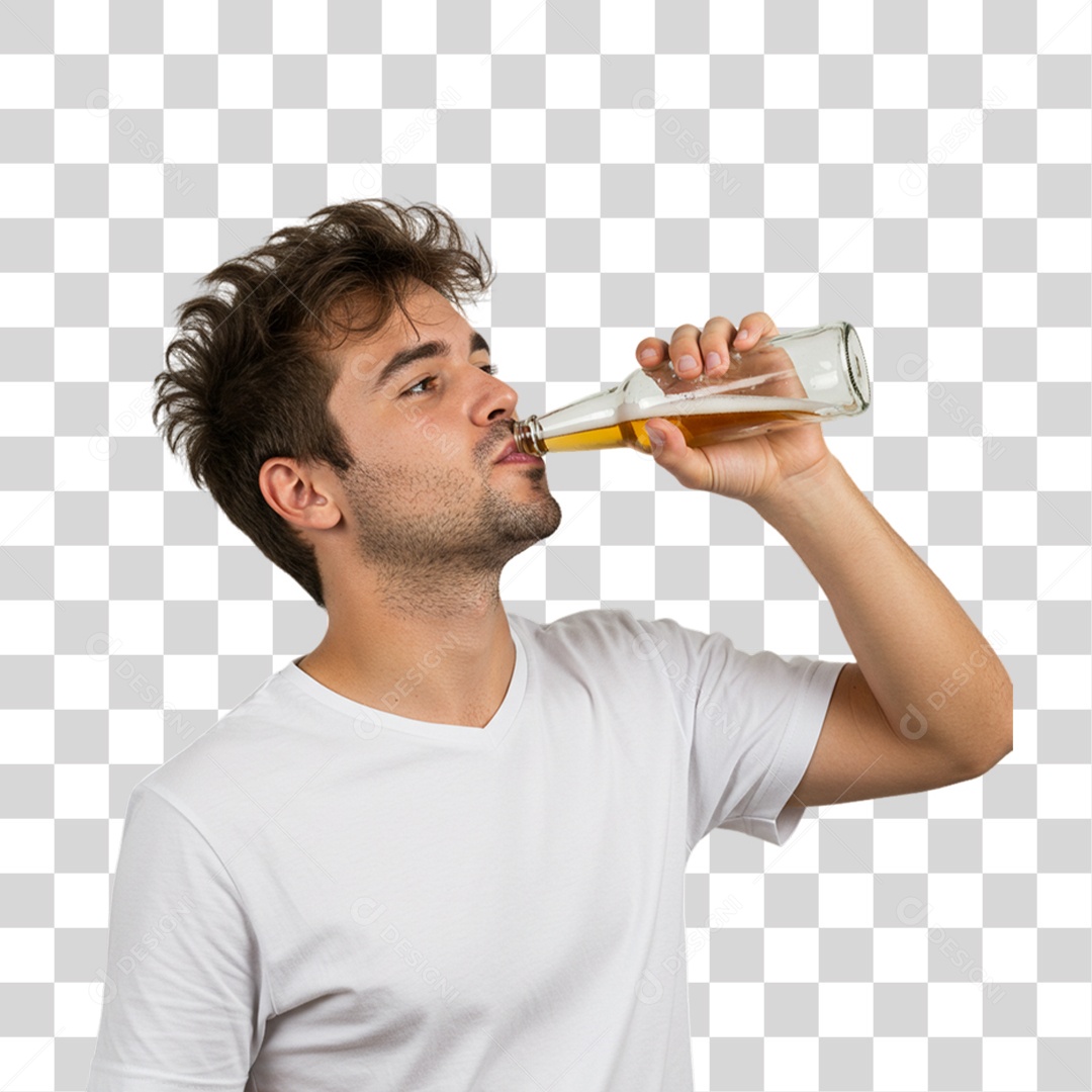 Homem Segurando Garrafa de Cerveja PNG Transparente