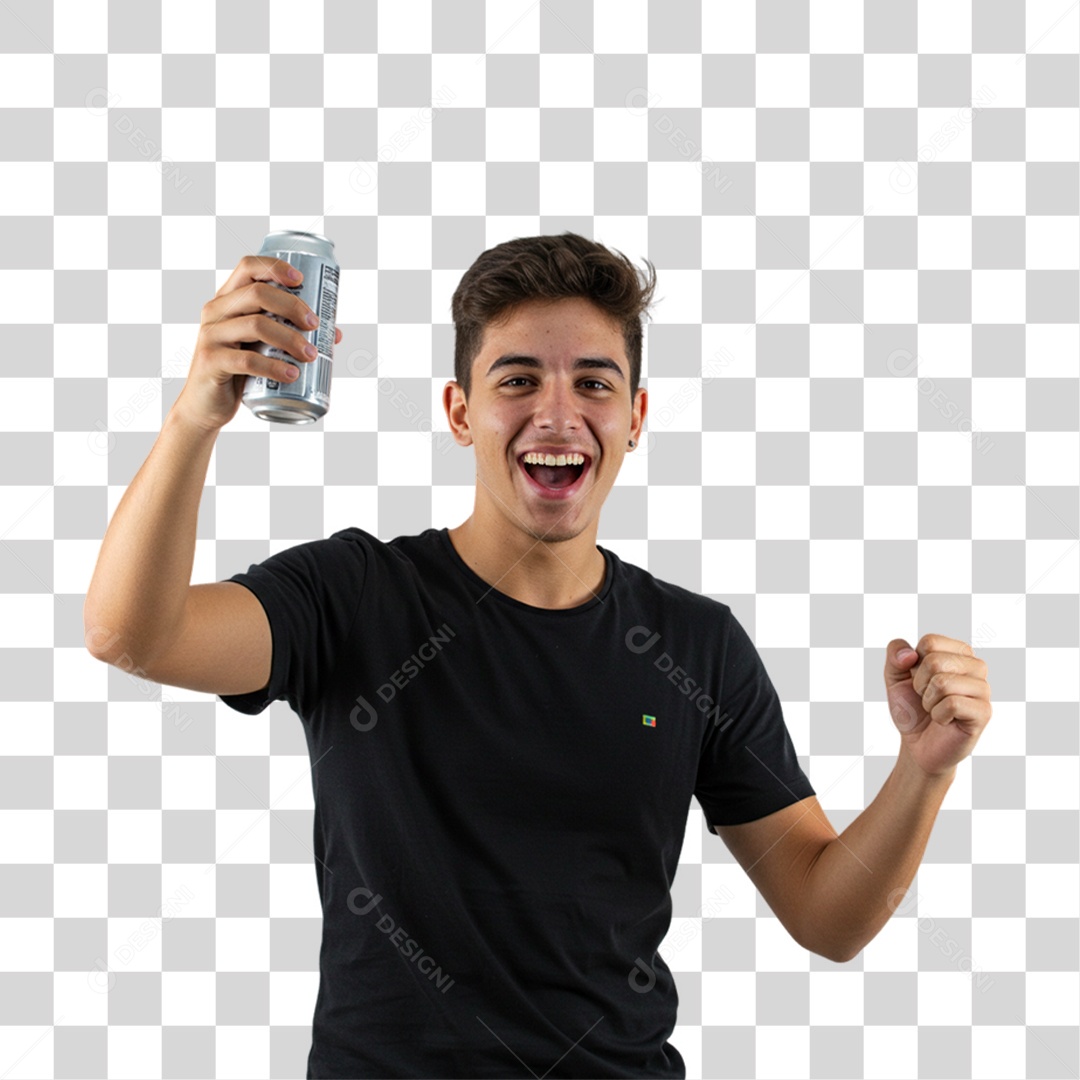 Homem Segurando Lata de Cerveja PNG Transparente