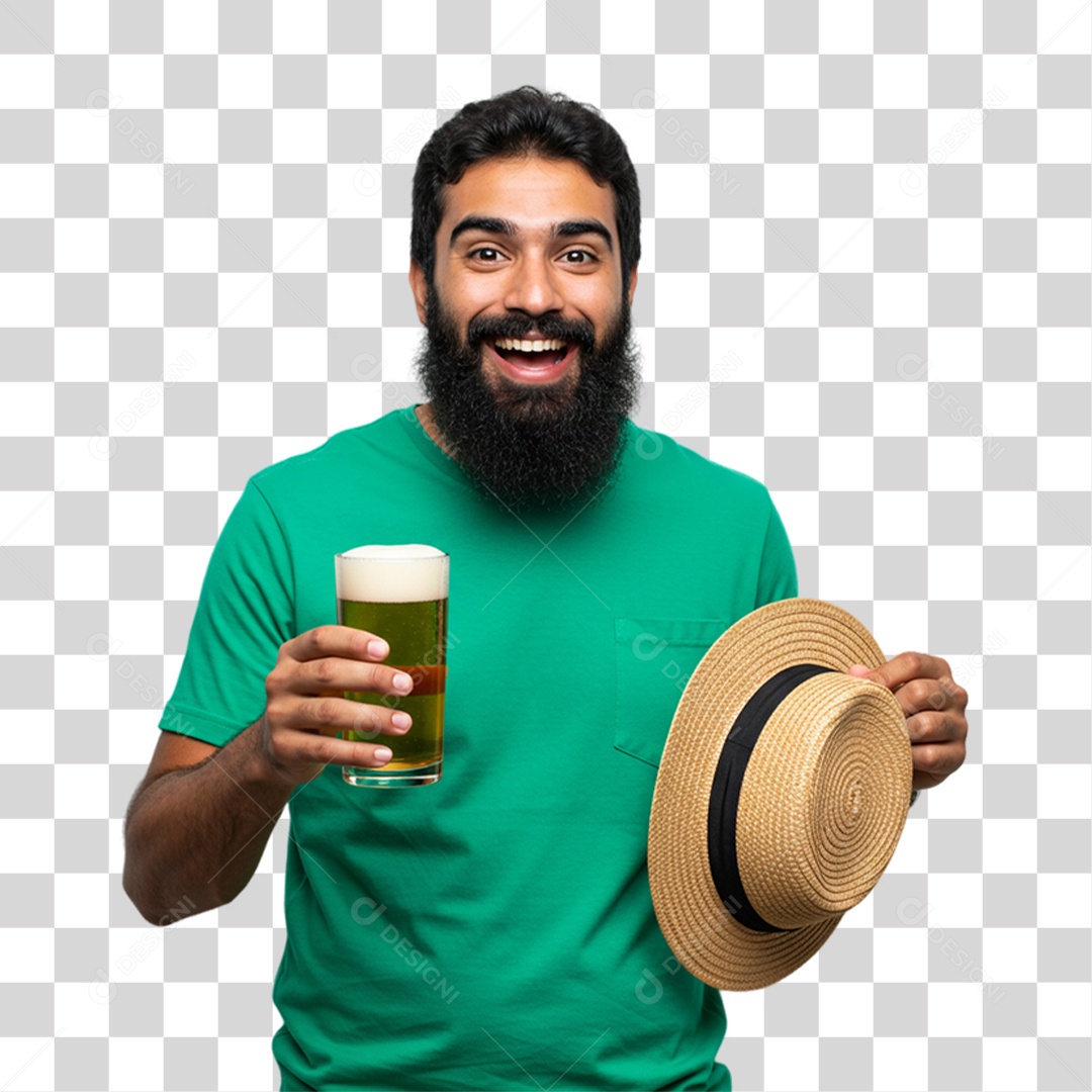 Homem Segurando Copo de Cerveja PNG Transparente