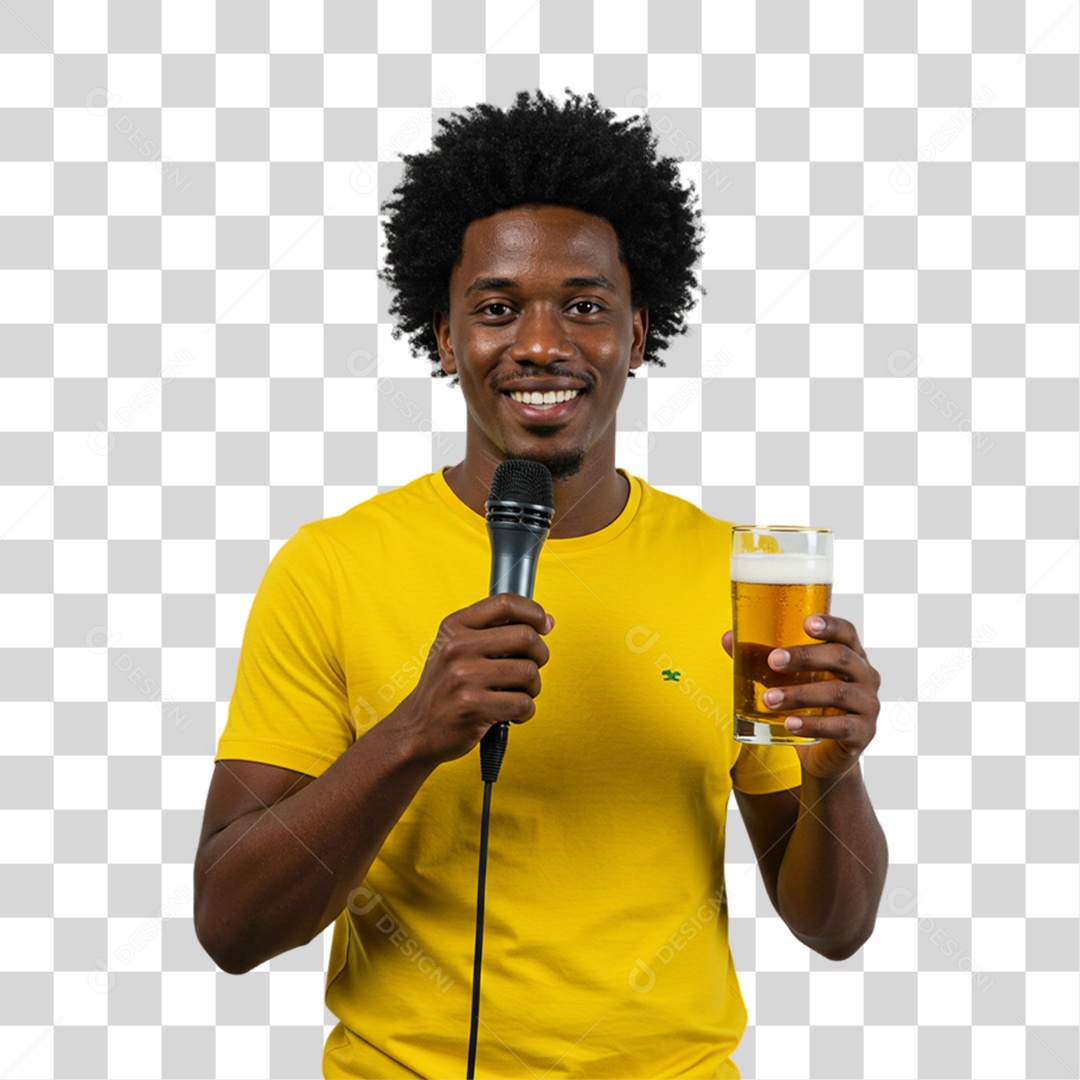 Homem Segurando Copo de Cerveja PNG Transparente