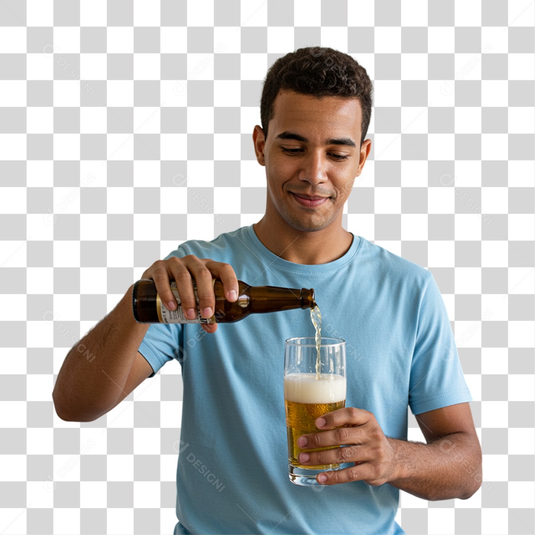 Homem Segurando Garrafa de Cerveja PNG Transparente