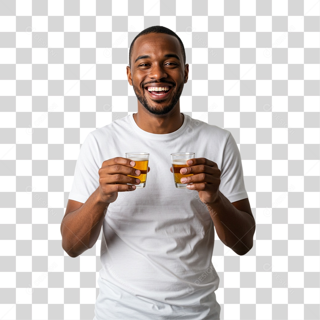 Homem Segurando Copo de Cerveja PNG Transparente