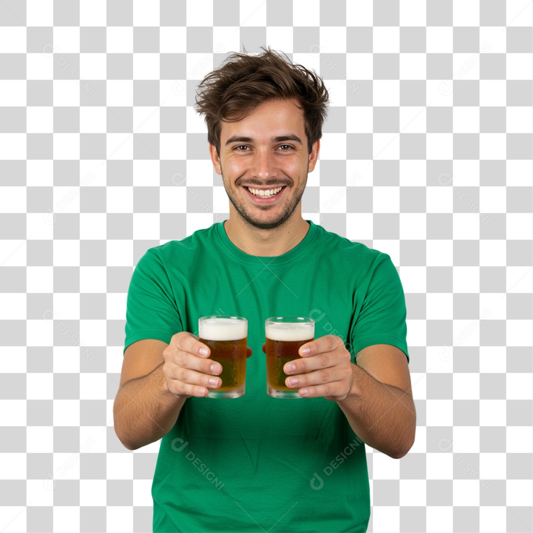 Homem Segurando Copo de Cerveja PNG Transparente