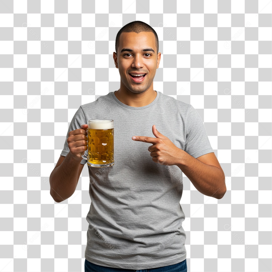 Homem Segurando Copo de Cerveja PNG Transparente