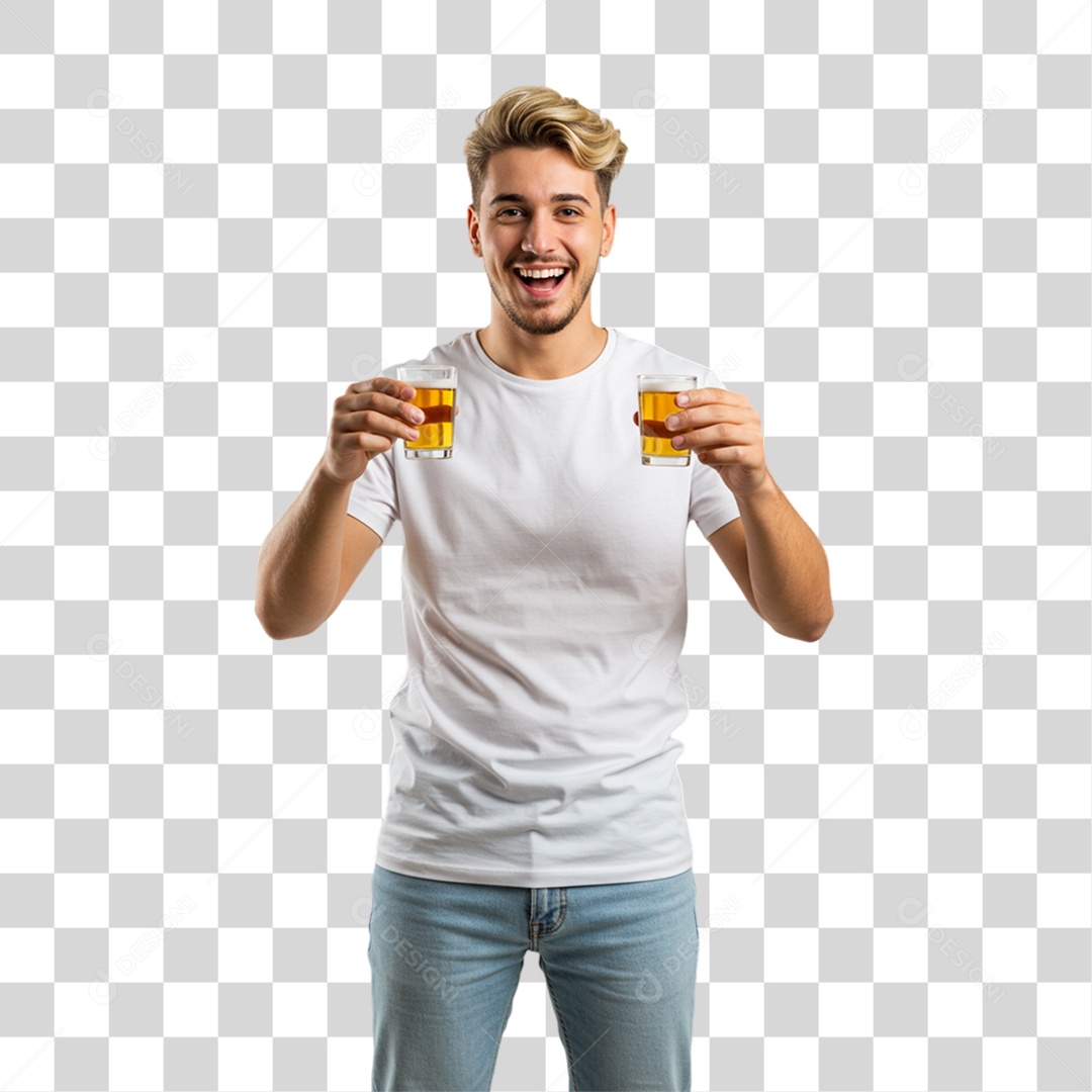 Homem Segurando Copo de Cerveja PNG Transparente