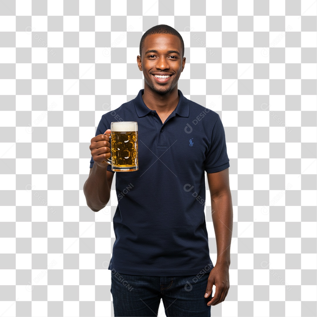 Homem Segurando Copo de Cerveja PNG Transparente