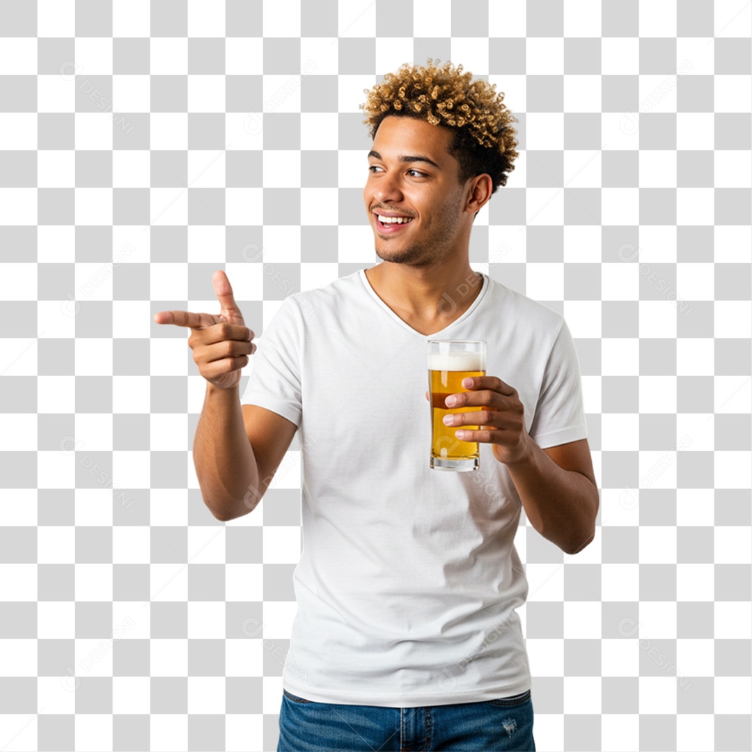 Homem Segurando Copo de Cerveja PNG Transparente