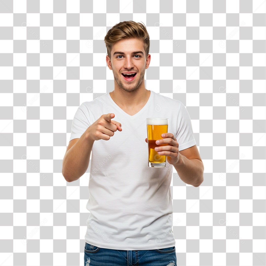 Homem Segurando Copo de Cerveja PNG Transparente