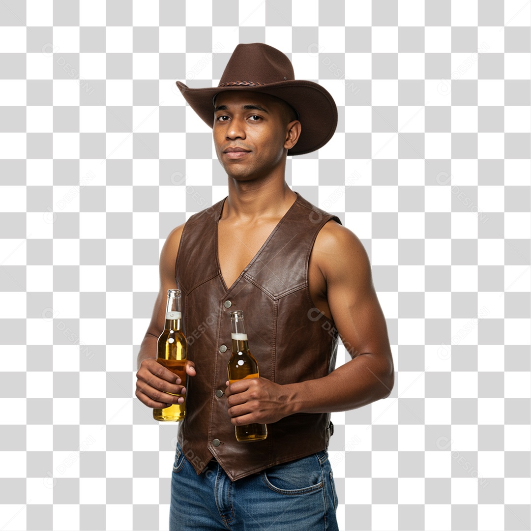 Homem Segurando Garrafa de Cerveja PNG Transparente