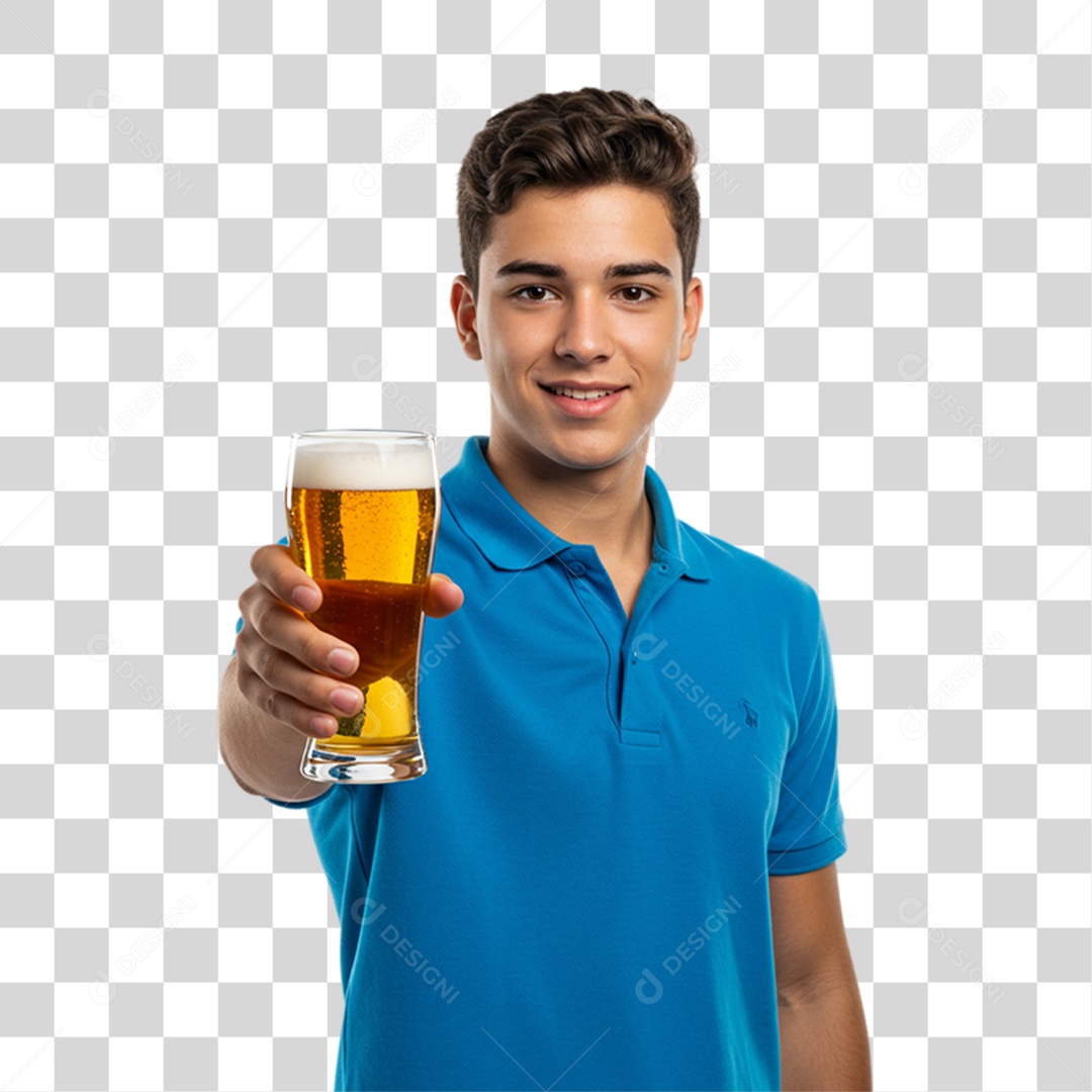 Homem Segurando Copo de Cerveja PNG Transparente