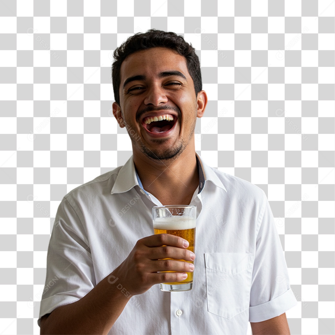 Homem Segurando Copo de Cerveja PNG Transparente