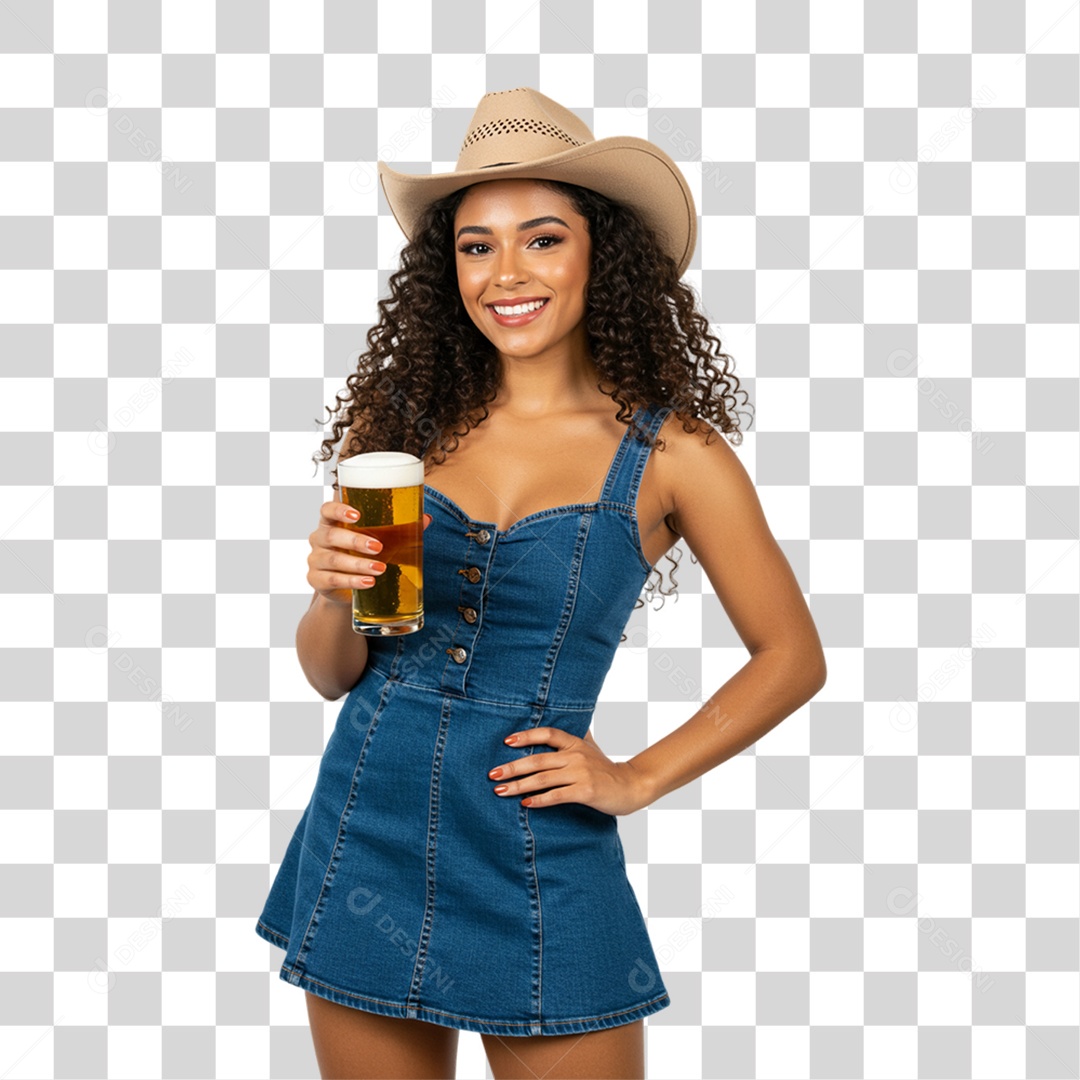 Mulher Segurando Copo de Cerveja PNG Transparente