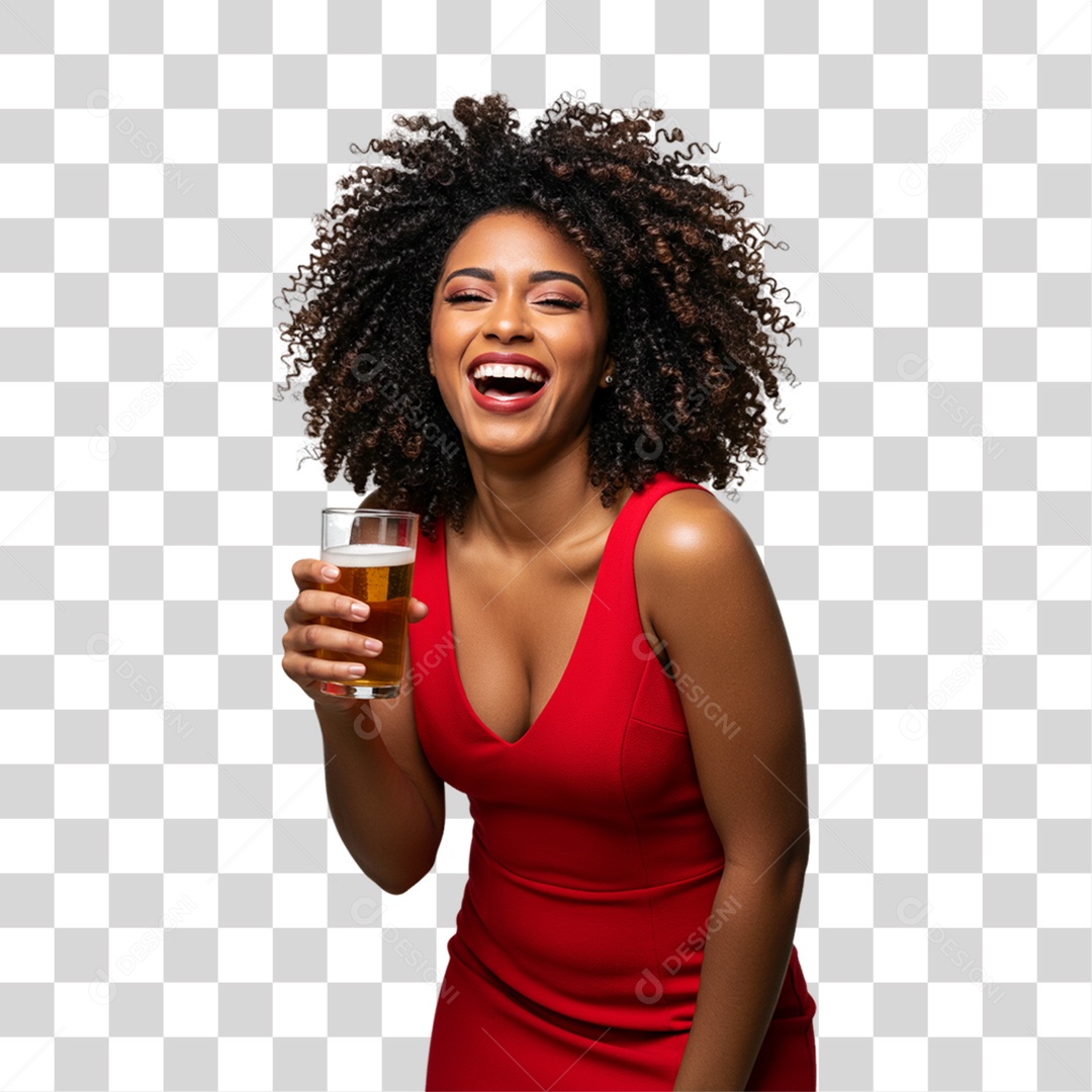 Mulher Segurando Copo de Cerveja PNG Transparente