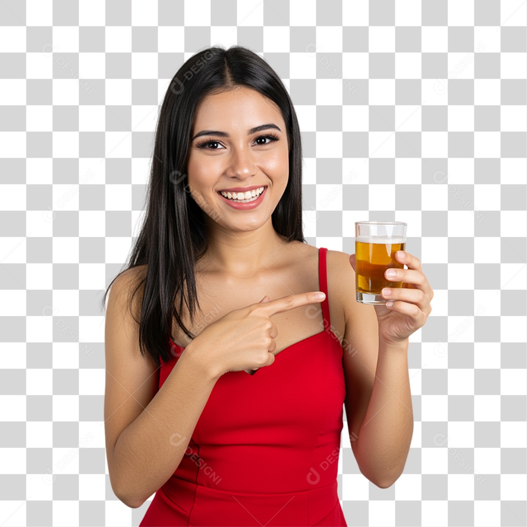 Mulher Segurando Copo de Cerveja PNG Transparente